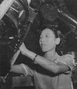 Woman behind a telescope